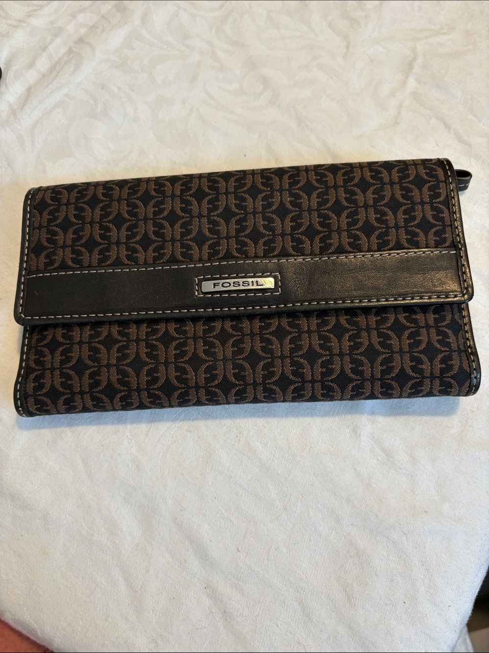 Fossil Brown and Black Logo-Print Women's Wallet